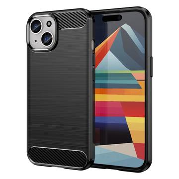 iPhone 15 Brushed TPU Case - Carbon Fiber - Black