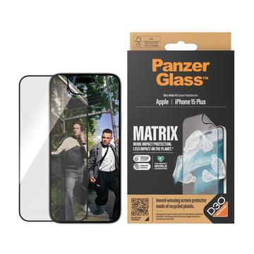 iPhone 15 Plus PanzerGlass Matrix D3O UWF Screen Protector w. AlignerKit - Black Edge