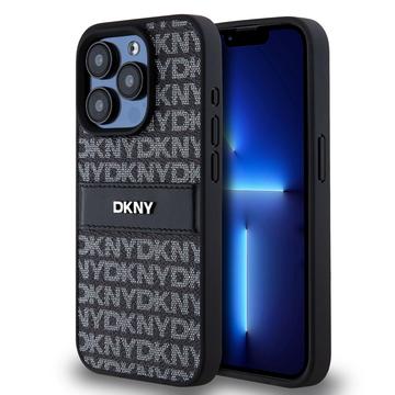 iPhone 15 Pro DKNY Repeat Pattern Tonal Stripe Case - Black