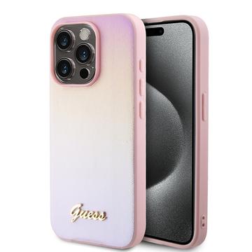 iPhone 15 Pro Guess Iridescent Metal Script Hybrid Case - Pink