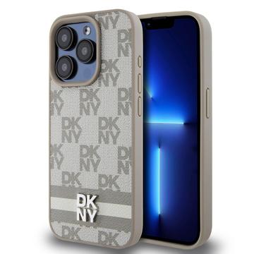 iPhone 15 Pro Max DKNY Checkered Pattern and Stripe Case - Beige