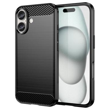 iPhone 16 Brushed TPU Case - Carbon Fiber - Black