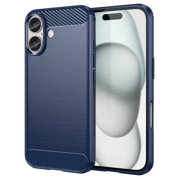 iPhone 16 Brushed TPU Case - Carbon Fiber - Blue