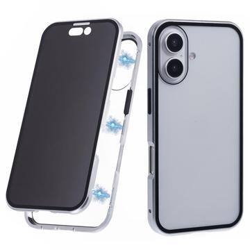 iPhone 16 Plus Magnetic Case with Tempered Glass - Privacy - Silver