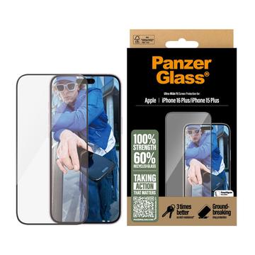 iPhone 16 Plus/15 Plus PanzerGlass Ultra-Wide Fit EasyAligner Screen Protector - Black Edge