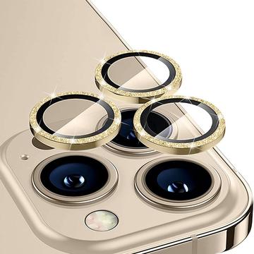 iPhone 16 Pro/16 Pro Max Hat Prince Glitter Camera Lens Protector - Gold