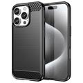 iPhone 16 Pro Brushed TPU Case - Carbon Fiber - Black