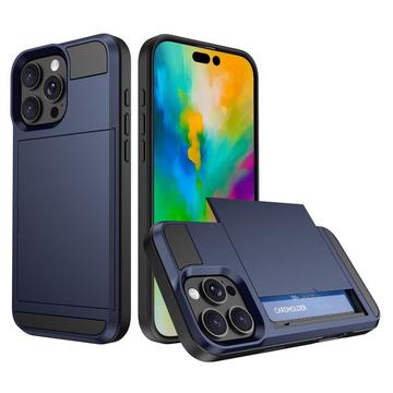 iPhone 16 Pro Hybrid Case with Slide Card Holder - Dark Blue