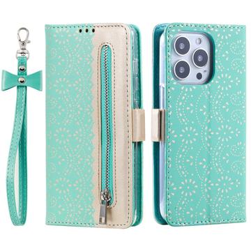 iPhone 16 Pro Lace Pattern Wallet Case