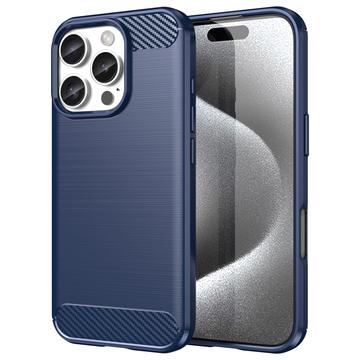 iPhone 16 Pro Max Brushed TPU Case - Carbon Fiber - Blue