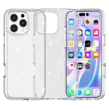 iPhone 16 Pro Max Stylish Glitter Series Hybrid Case - White