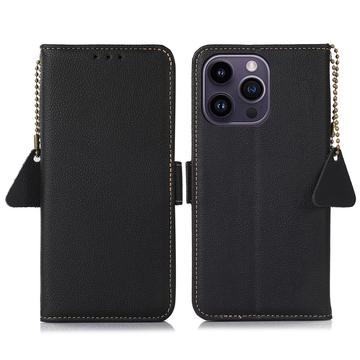 iPhone 16 Pro Max Wallet Leather Case with RFID - Black