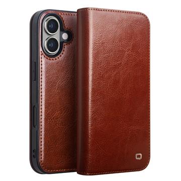 iPhone 16 Qialino Classic Wallet Leather Case - Dark Brown